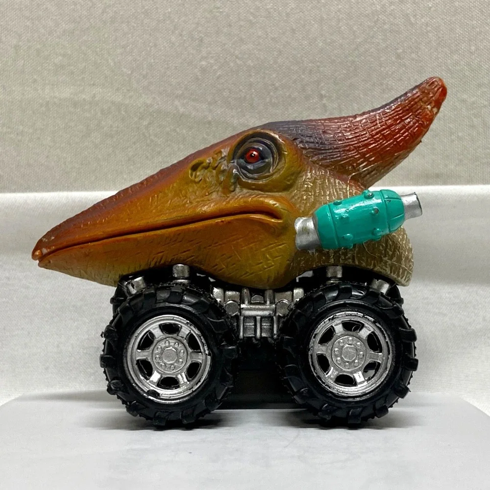 Pterodactyl Dinosaur Head Push & Go Brown Red 3 3/8